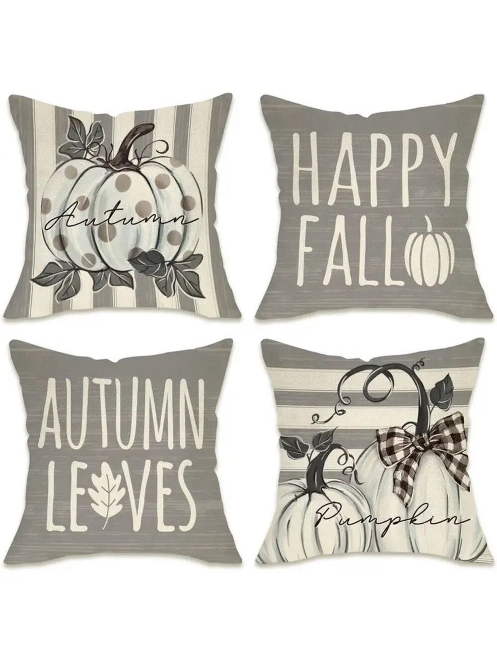 New Set of 4 Pumpkin Fall Throw Pillow Covers 18 x 18